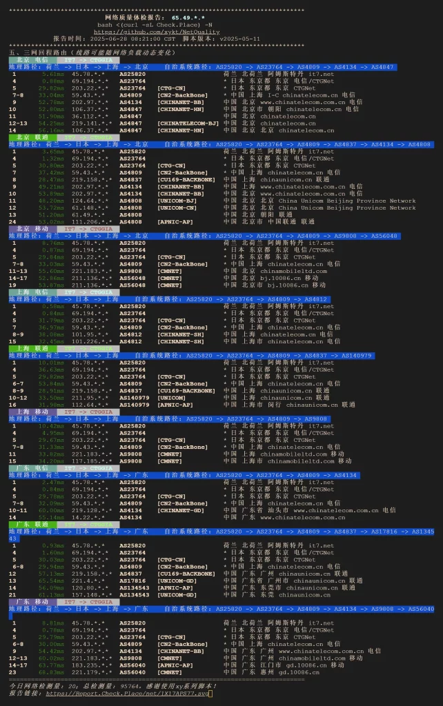 搬瓦工日本东京CN2GIA测试测评 搬瓦工日本东京CN2GIA测试测评